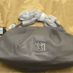 Badgley Mischka Gray Leather Clutch